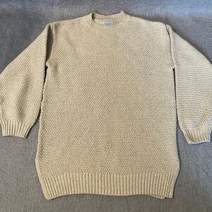 Cream Crew Neck Sweater with Ribbed Detailing